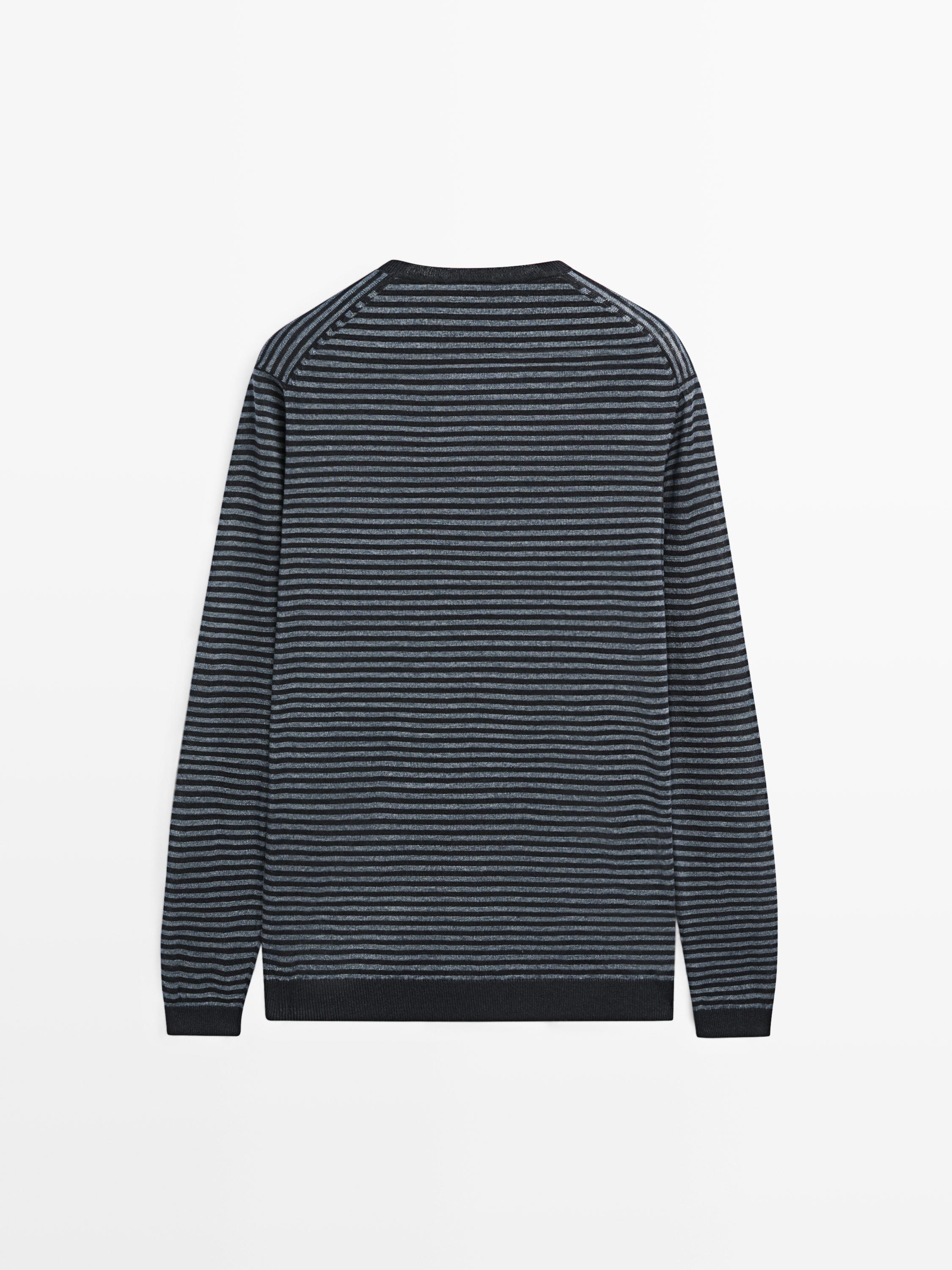 Linen sweater with striped detail